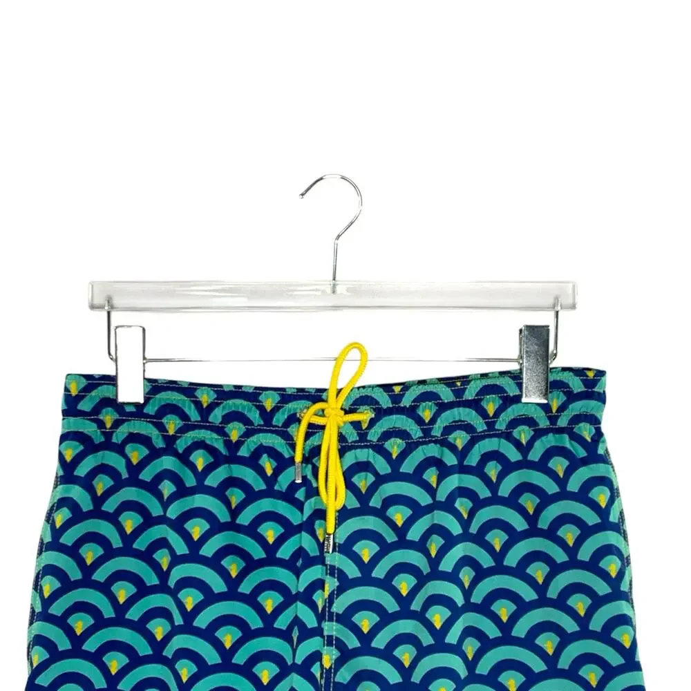 Capelle Clouds L Mens Mid Length Hybrid Short Collins Swim  Blue Yellow